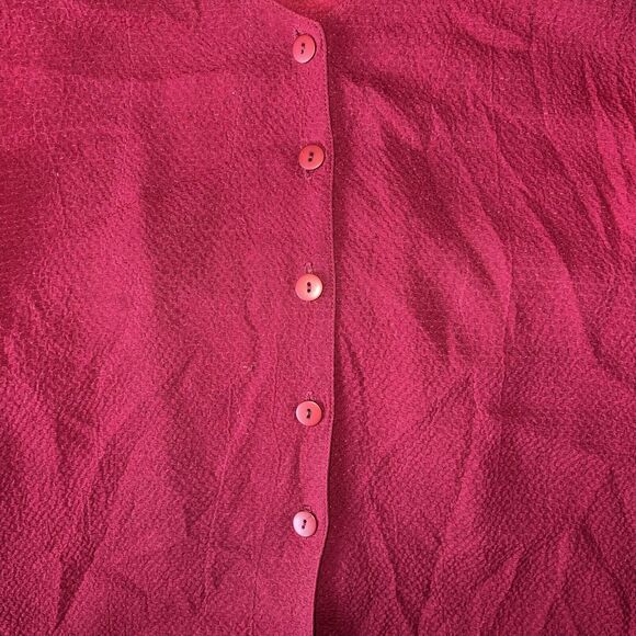 Ship N Shore Vintage 80s Womens L Blouse Red Button Up Rayon Top Back Bow Tie - Picture 4 of 9